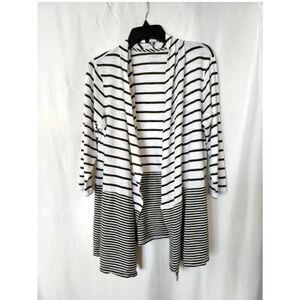 Talbots  Cotton blend Olive Green/White stripes‎ Open Front Cardigan Size 3X P